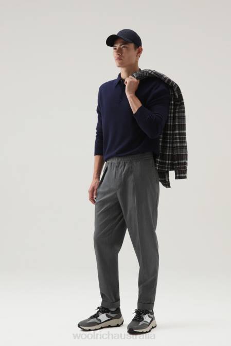 Woolrich Men Cashmere Luxe Long Sweater Melton Blue Clothing J026711