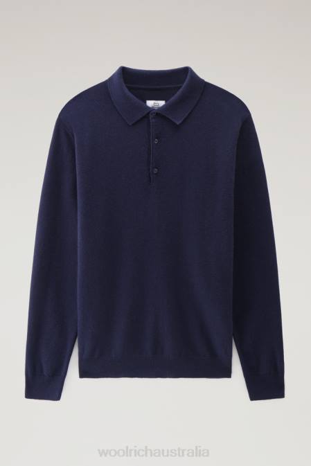 Woolrich Men Cashmere Luxe Long Sweater Melton Blue Clothing J026711