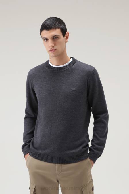 Woolrich Men Classic Crewneck Sweater Charcoal Melange Clothing J026730