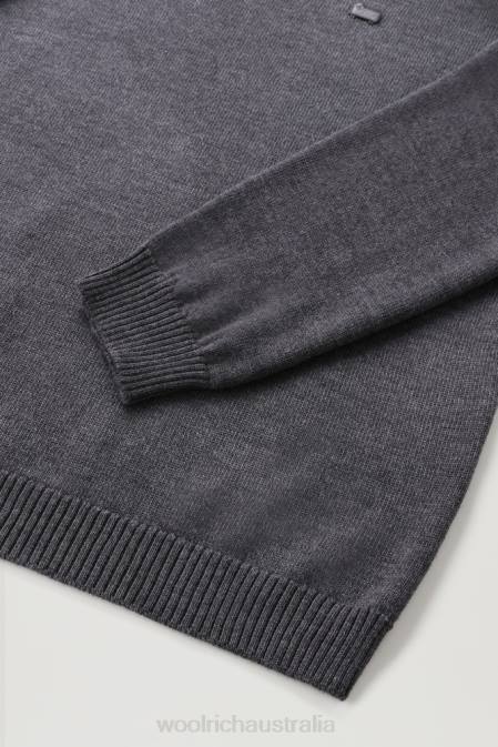 Woolrich Men Classic Crewneck Sweater Charcoal Melange Clothing J026730