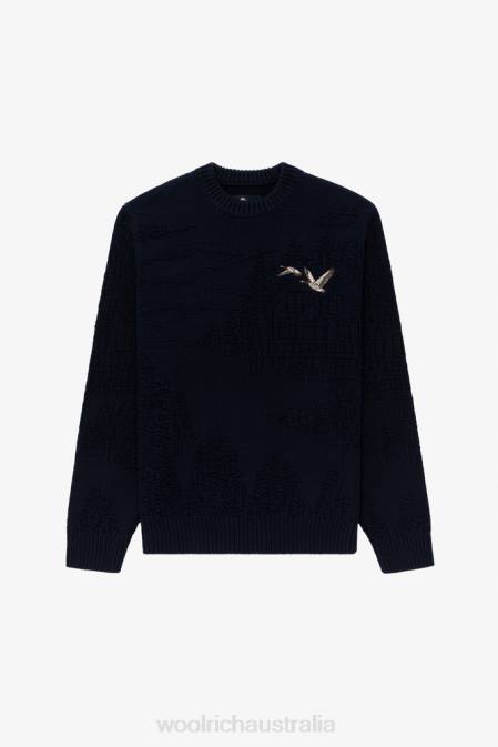 Woolrich Men Cotton Blend Crewneck Sweater-Aime Leon Dore Navy Clothing J026760