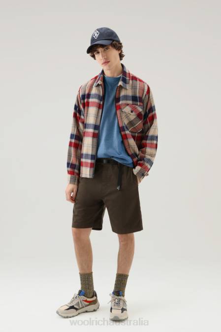 Woolrich Men Crewneck Sweater in Pure Cotton Campanula Melange Clothing J026526