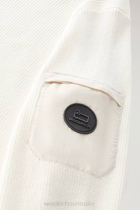 Woolrich Men Zip-up Sweater in Pure Cotton Bright White Clothing J026402