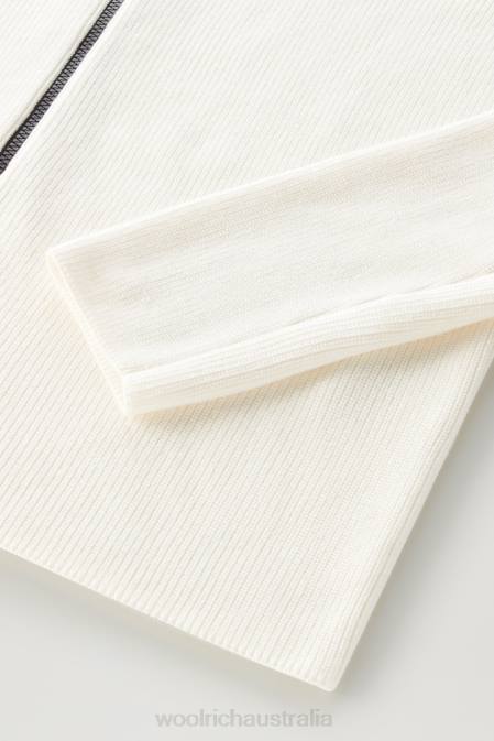 Woolrich Men Zip-up Sweater in Pure Cotton Bright White Clothing J026402