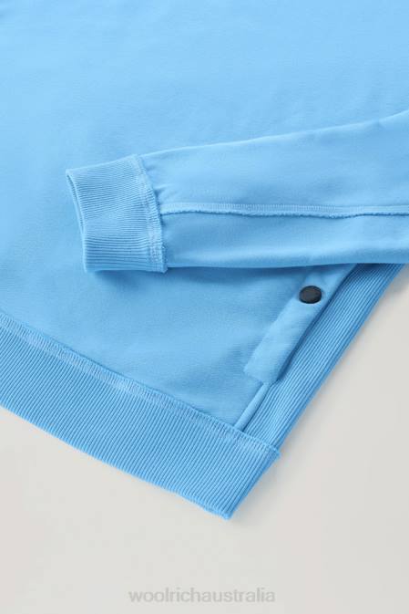 Woolrich Men Crewneck Sweatshirt in Cotton Blend with Pockets Bonnie Blue Clothing J026516