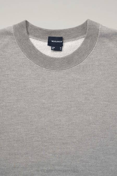 Woolrich Men Crewneck Sweatshirt in a Cotton Fleece and Cordura Nylon Blend Top Grey Clothing J026521