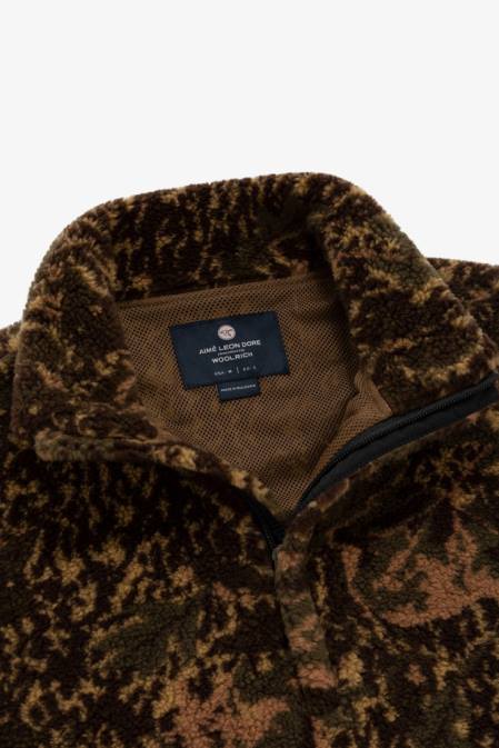 Woolrich Men High Collar Half-zip Fleece Jacket-Aime Leon Dore Brown Camou Clothing J026723