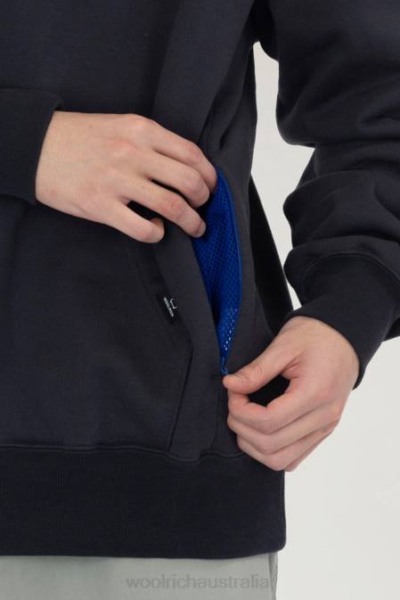 Woolrich Men Mountain Hoodie in a Cotton Fleece and Cordura Nylon Blend Charcoal Clothing J026535