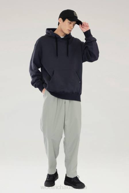 Woolrich Men Mountain Hoodie in a Cotton Fleece and Cordura Nylon Blend Charcoal Clothing J026535