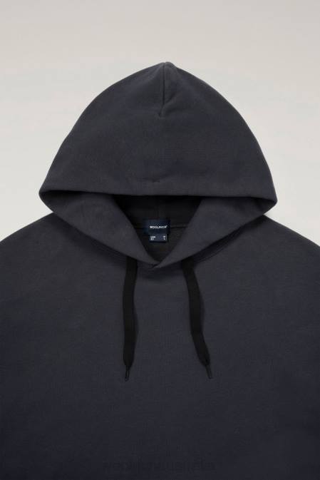 Woolrich Men Mountain Hoodie in a Cotton Fleece and Cordura Nylon Blend Charcoal Clothing J026535