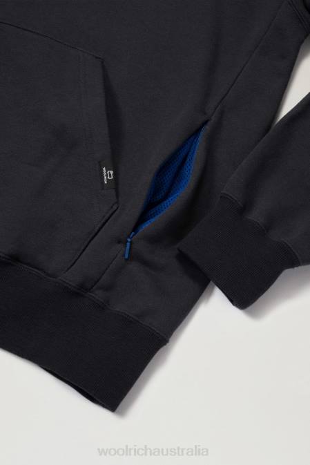 Woolrich Men Mountain Hoodie in a Cotton Fleece and Cordura Nylon Blend Charcoal Clothing J026535