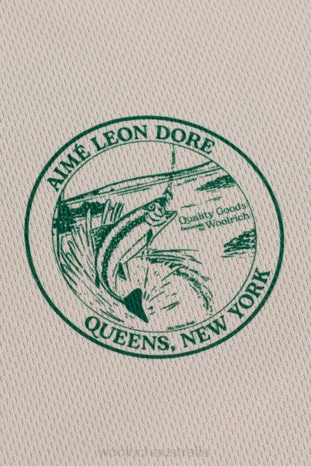 Woolrich Men Long Sleeve Performance Trout Tee with Front and Back Print-Aime Leon Dore Cement Clothing J026804