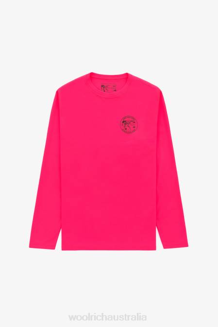 Woolrich Men Long Sleeve Performance Trout Tee with Front and Back Print-Aime Leon Dore Fucsia Clothing J026808