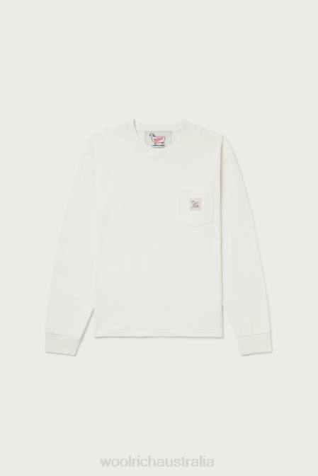 Woolrich Men Long-Sleeved T-Shirt in Pure Cotton-One Of These Days Bone Clothing J026618