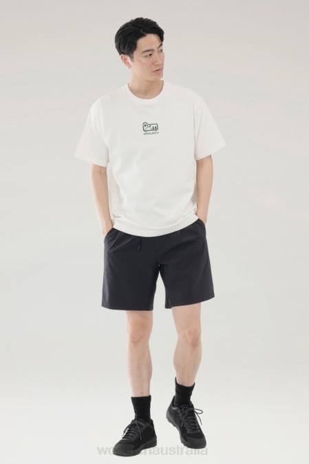 Woolrich Men Small Sheep T-shirt in Pure Cotton Jersey White Clothing J026444