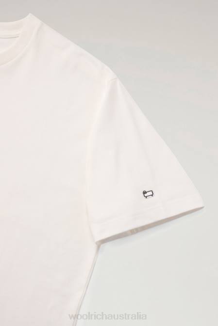 Woolrich Men Small Sheep T-shirt in Pure Cotton Jersey White Clothing J026444