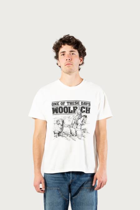 Woolrich Men T-shirt in Pure Cotton-One Of These Days Bone Clothing J026592