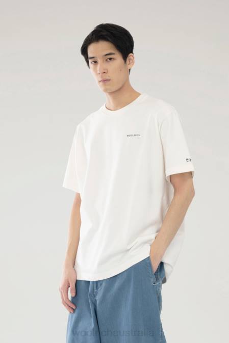 Woolrich Men T-shirt in Pure Cotton with Back Print White Clothing J026629