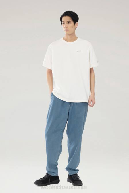 Woolrich Men T-shirt in Pure Cotton with Back Print White Clothing J026629