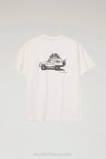 Woolrich Men T-shirt in Pure Cotton with Back Print White Clothing J026629