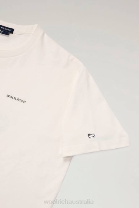 Woolrich Men T-shirt in Pure Cotton with Back Print White Clothing J026629