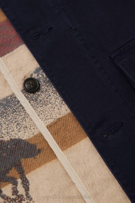 Woolrich Men 3-in-1 Jacket in Pure Cotton-One Of These Days Navy Clothing J026619