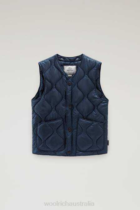 Woolrich Men 3-in-1 Mountain Jacket in Soft Byrd Cotton with Quilted Detachable Vest Melton Blue Clothing J026438