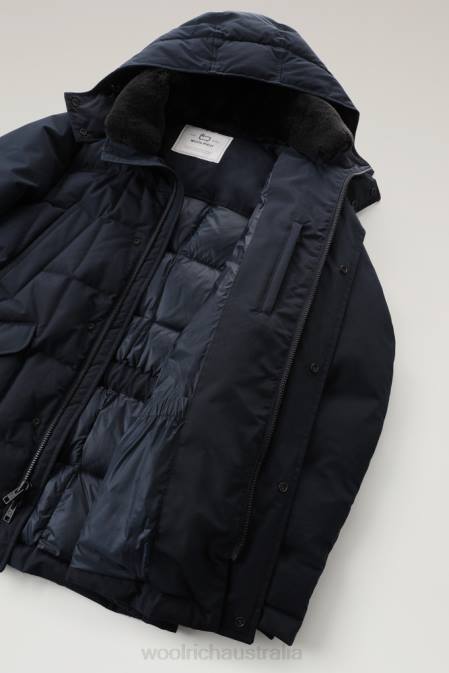 Woolrich Men Blizzard Field Jacket Melton Blue Clothing J026651