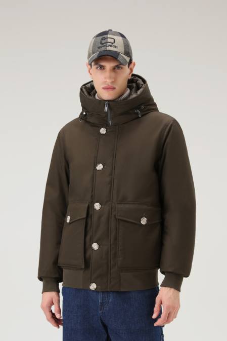 Woolrich Men Byrd Down Short Hooded Jacket Dark Green Clothing J026669