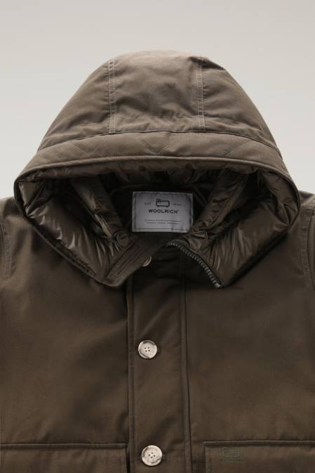 Woolrich Men Byrd Down Short Hooded Jacket Dark Green Clothing J026669