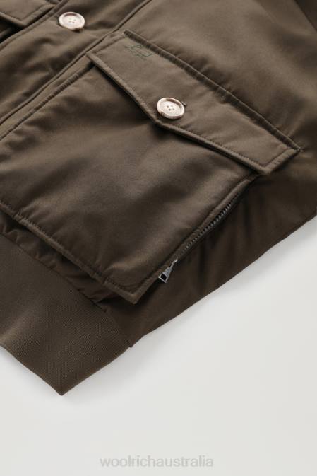 Woolrich Men Byrd Down Short Hooded Jacket Dark Green Clothing J026669