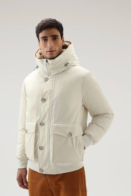 Woolrich Men Byrd Down Short Hooded Jacket Milky Cream Clothing J026781