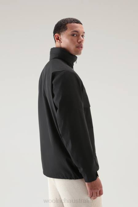 Woolrich Men High Tech Waterproof Jacket in GORE-TEX INFINIUM with Resealable Hood Black Clothing J026398