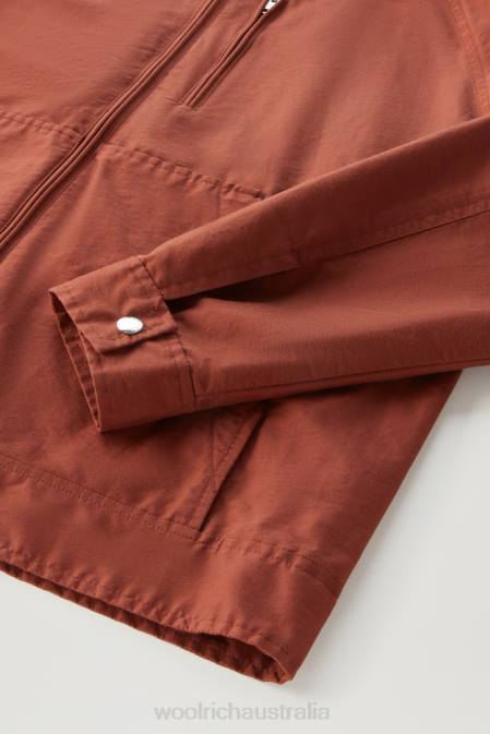 Woolrich Men Lobster Jacket in Light Eco Ramar with Hood Warm Brown Heather Clothing J026505