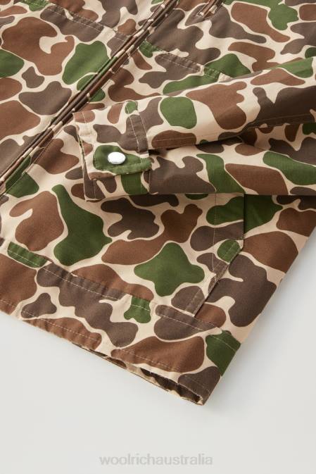 Woolrich Men Lobster Jacket with Camo Print in Printed Ramar Green Camou Clothing J026456