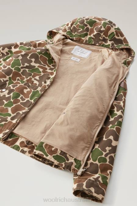 Woolrich Men Lobster Jacket with Camo Print in Printed Ramar Green Camou Clothing J026456