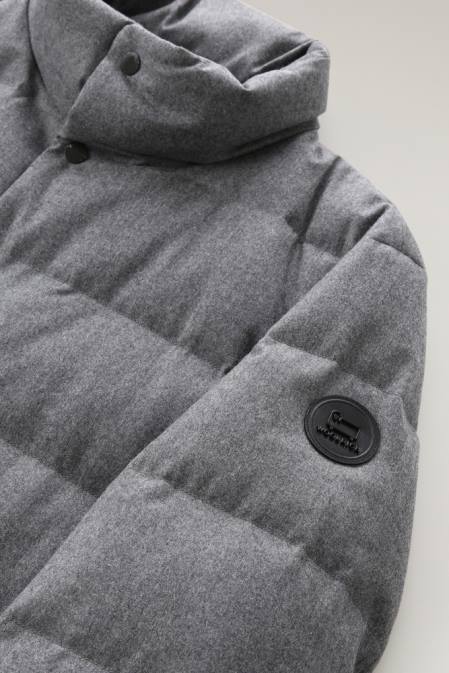 Woolrich Men Luxe Blazer in Vitale Barberis Canonico Wool Medium Grey Melange Clothing J026746