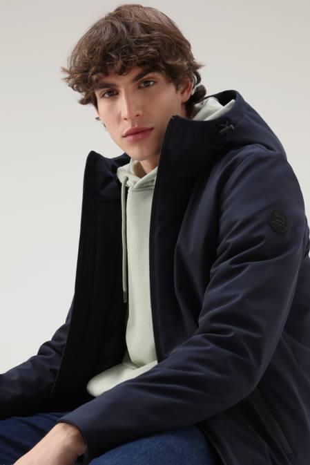 Woolrich Men Pacific Softshell Jacket Melton Blue Clothing J026828