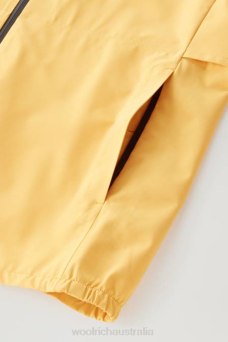 Woolrich Men Waterproof Pacific Hooded Jacket Burnt Yellow Clothing J026450