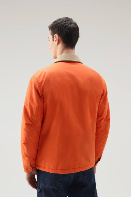 Woolrich Men Work Duster Jacket in Eco Ramar Flame Clothing J026658