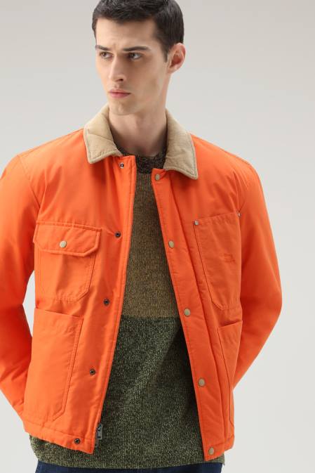Woolrich Men Work Duster Jacket in Eco Ramar Flame Clothing J026658