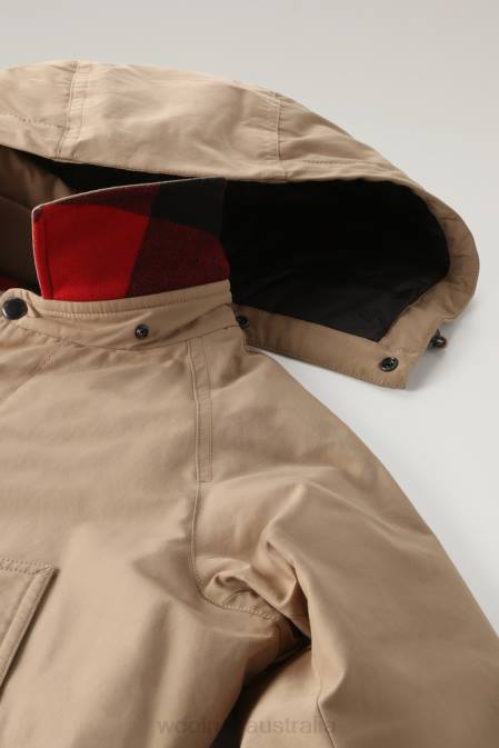 Woolrich Men Authentic Coat with Raglan Sleeves Gold Khaki Clothing J026678