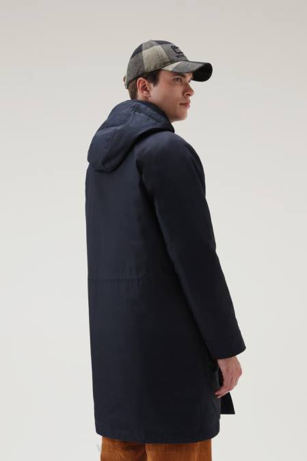 Woolrich Men Authentic Coat with Raglan Sleeves Melton Blue Clothing J026776