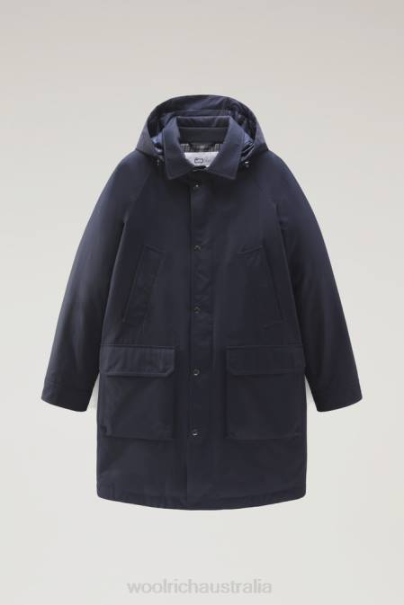Woolrich Men Authentic Coat with Raglan Sleeves Melton Blue Clothing J026776