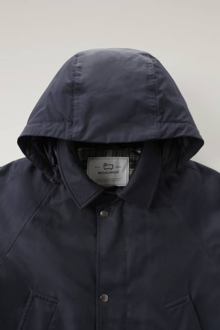 Woolrich Men Authentic Coat with Raglan Sleeves Melton Blue Clothing J026776