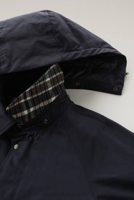 Woolrich Men Authentic Coat with Raglan Sleeves Melton Blue Clothing J026776