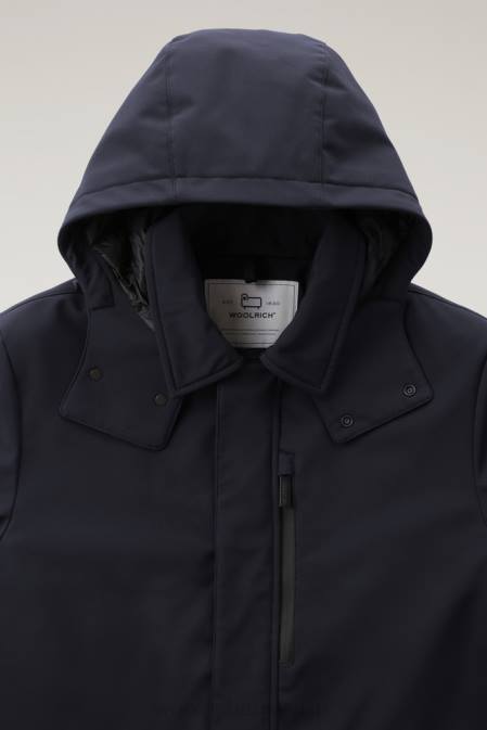 Woolrich Men Barrow Mac Softshell Coat Melton Blue Clothing J026826