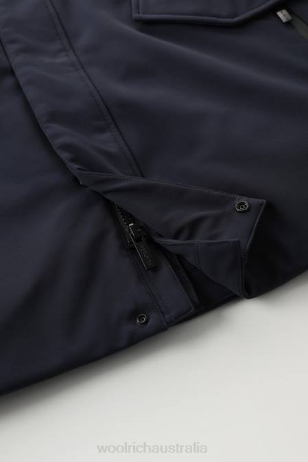 Woolrich Men Barrow Mac Softshell Coat Melton Blue Clothing J026826