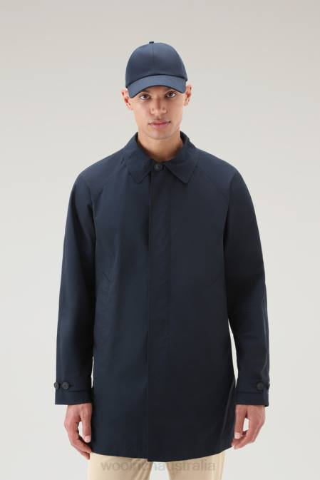 Woolrich Men City Carcoat in Urban Touch Melton Blue Clothing J026554