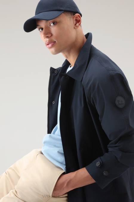 Woolrich Men City Carcoat in Urban Touch Melton Blue Clothing J026554